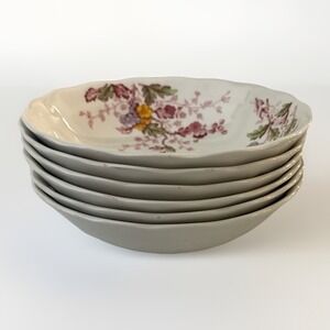 Lot 6 Ridgway 'English Garden' Scalloped Soup Cereal Bowls 6" Floral Retired Vtg